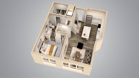 Floor plan for 1 bed, 1 bath, 776 sqft